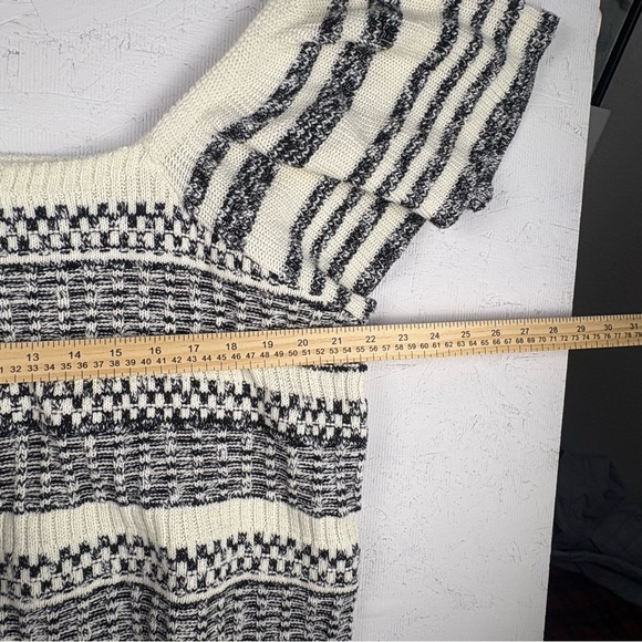 Treasure & Bond Striped Knit Women's 3X Crop Top Cable Knit Flutter Off Sleeves - Picture 6 of 7